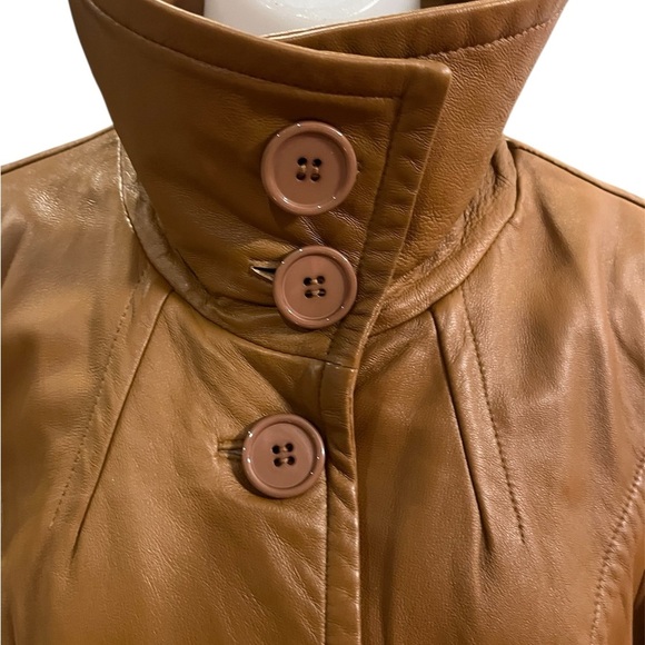 Vintage Excelled Collection Cognac 100% Leather Coat size XS - Picture 3 of 10